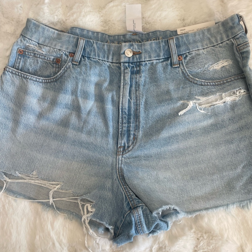 Women's Light Blue Distressed Denim Shorts